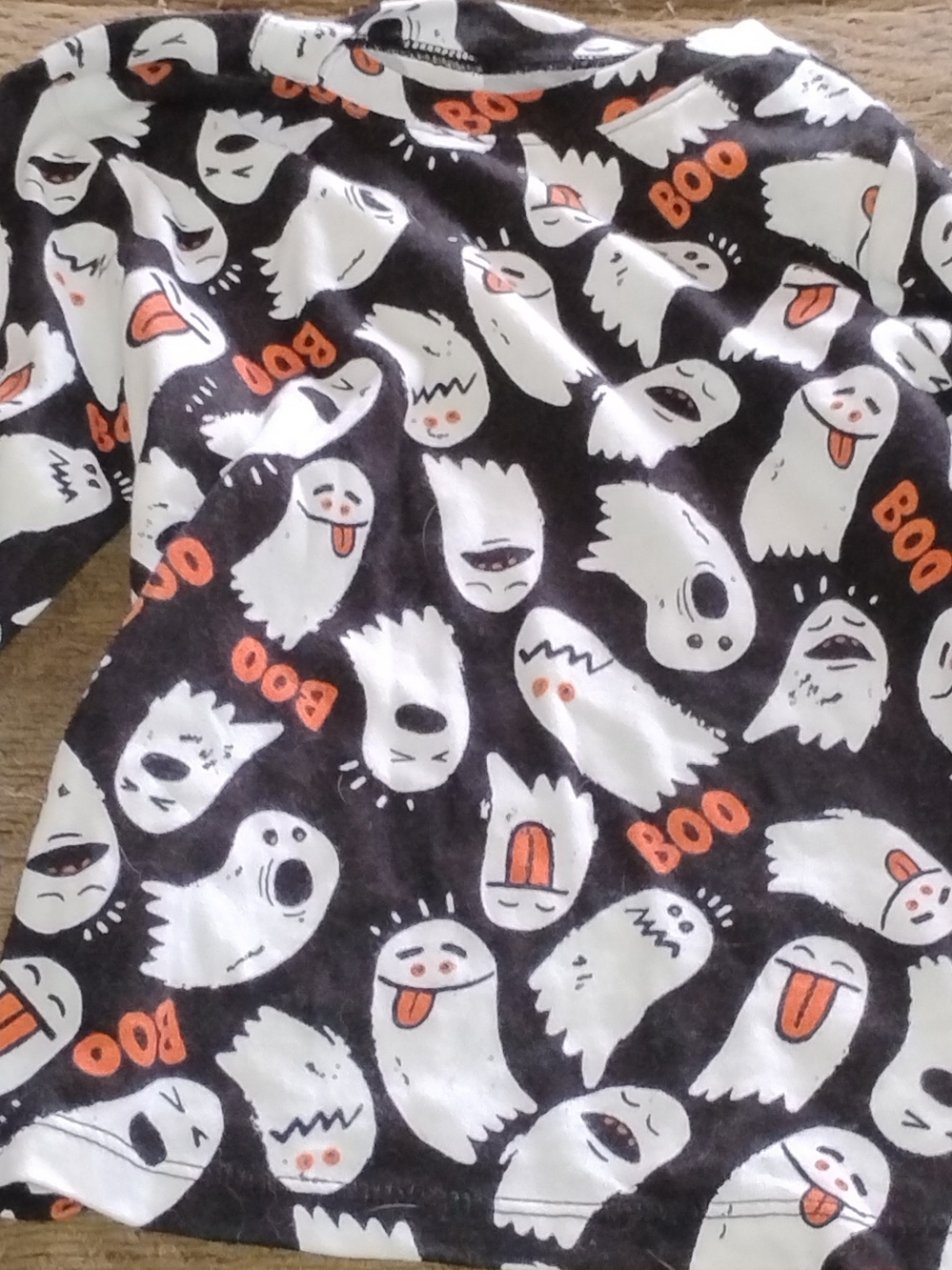 Toddler Girls Halloween Ghost Print Black Long Sleeve Shirt